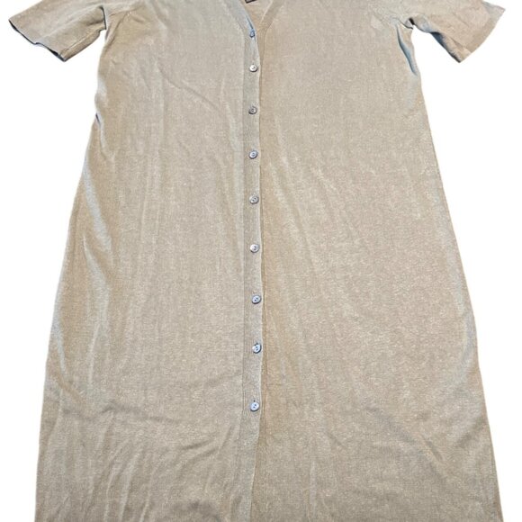 J. Jill Linen Blend Long Duster Elbow Sleeve Sage Green Cardigan NWT Medium - Picture 2 of 8